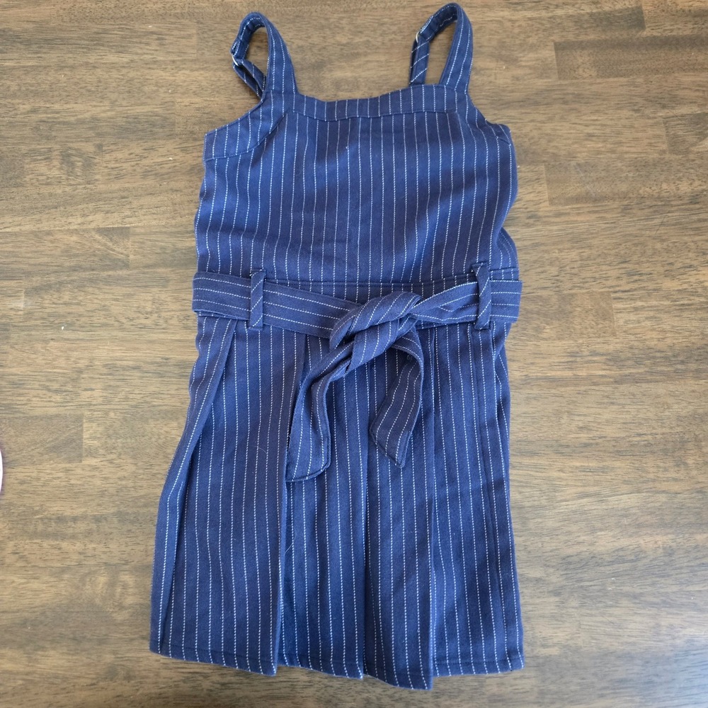 Abercrombie Kids Navy Blue Pinstripe Skort Romper Adjustable Straps Size 7/8